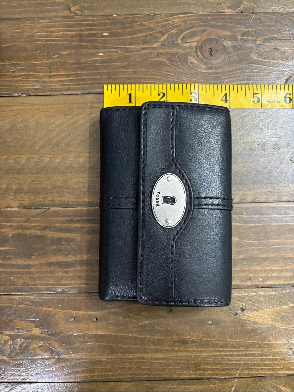 Fossil Marlow Black Leather Trifold Wallet